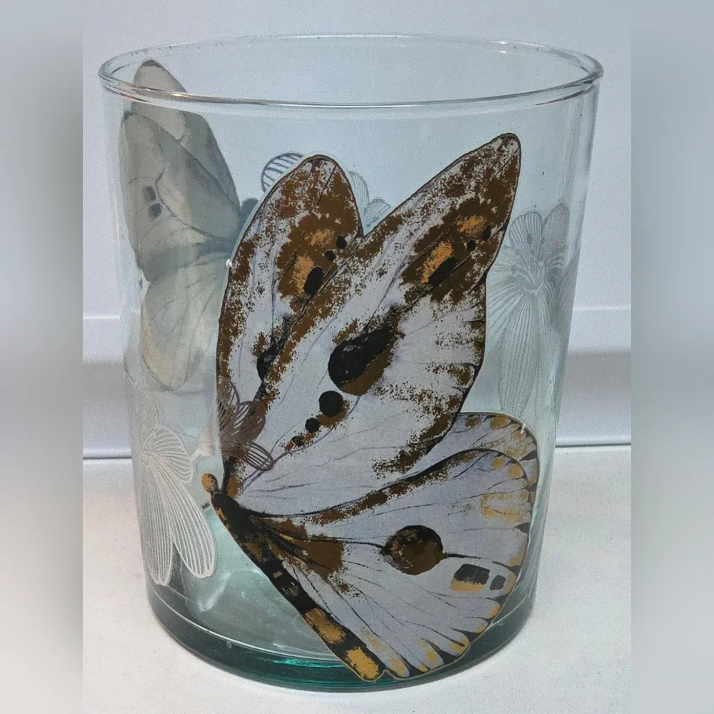 Tinted Glass Butterfly Decal Vase 6